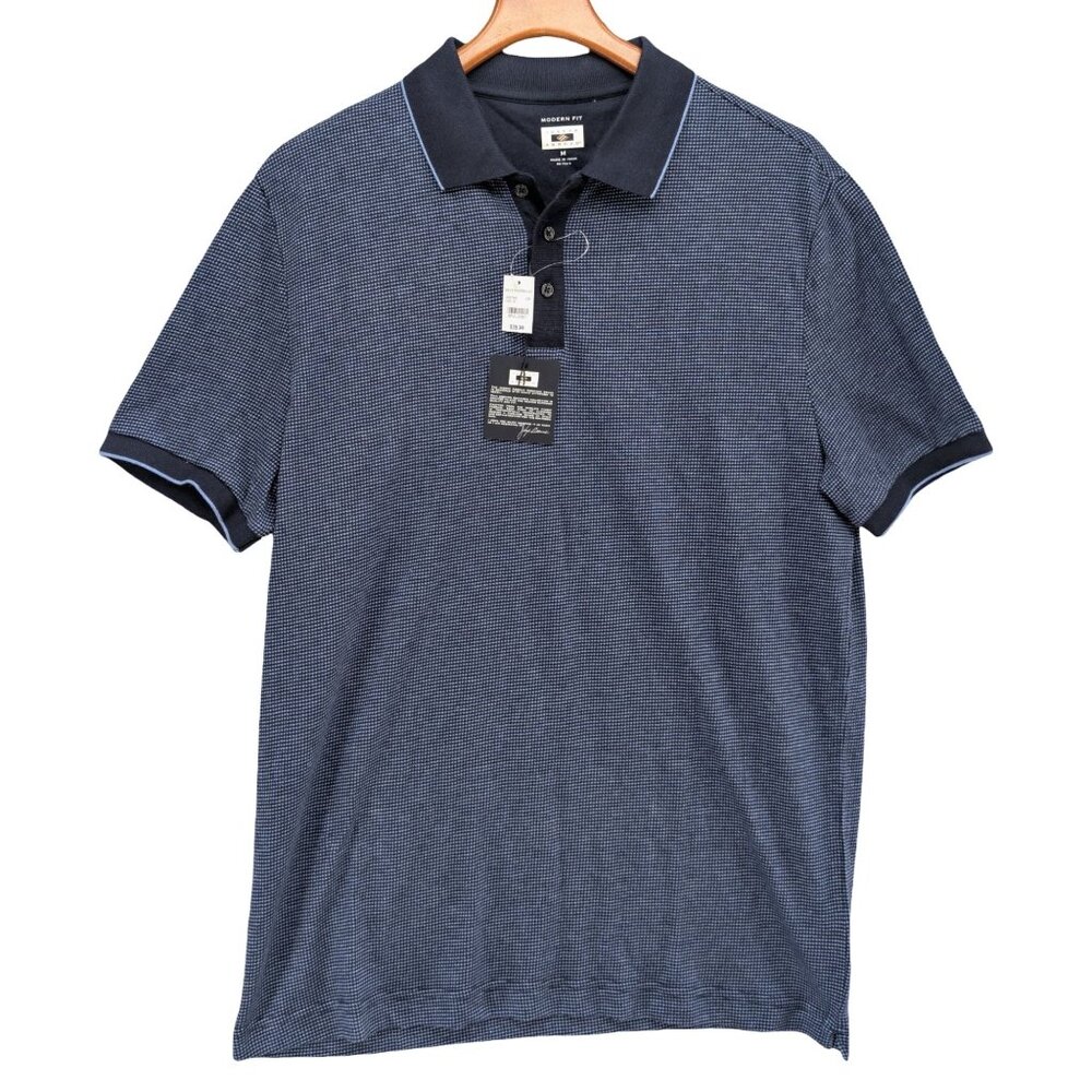 Joseph Abboud Modern Fit Polo Mens Blue Cotton Modal Short Sleeve Shirt Size M